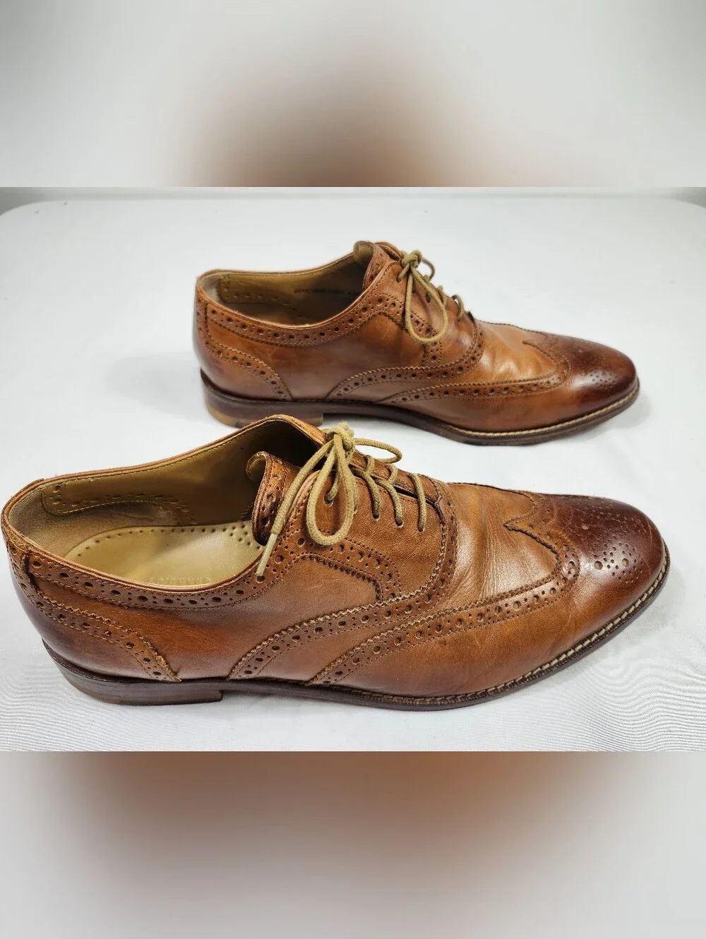 Cole Haan Mens 10.5 M Tan/Brown Leather Brogue Oxfords Wing Tips Shoes